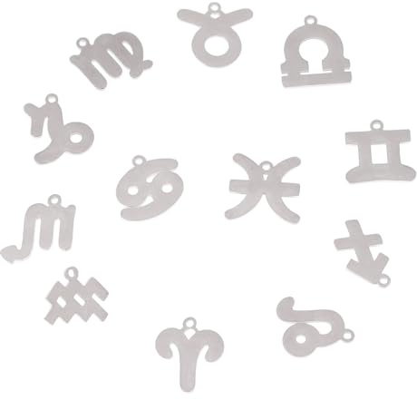 PRETYZOOM 12stücke Edelstahl Anhänger Sternzeichen Motiv DIY Schmuck Zubehör für Armbänder Ketten und Accessoires