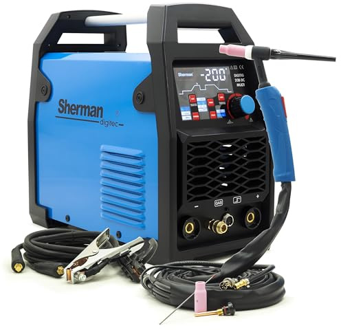 Sherman WIG Schweißgerät 200A DC Inverter - Digitale Steuerung & Puls - Profi TIG HF Elektroden Schweißgerät für Stahl & Edelstahl - DIGITIG 208 MULTI - Bestschweissen.de
