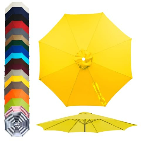 Telo di Ricambio per Ombrellone da Spiaggia 2/2.3/2.7/3/4,0m, Parasole di Ricambio per Ombrellone Anti-UV Resistente Alle Intemperie, per Esterni Piscina Balcone(Yellow,(8Rib)200cm)