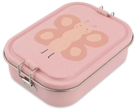 wunderwunsch TRIXIE Brotdose Kinder, Edelstahl Lunchbox, Jausenbox mit Name | Personalisiert, Frühstücksbox mit Fächern und Clip, Box, Metall, Vesperdose, Kindergarten, Brotzeitdose, Schulbox
