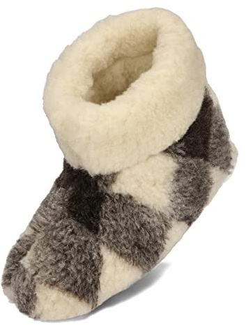BeComfy Warme Hausschuhe Damen Herren Hüttenschuhe aus Schafwolle