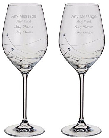 Dartington - Juego de Copas de Vino Personalizables con Cristales para Cualquier Ocasión, con Texto en Inglés Glitz