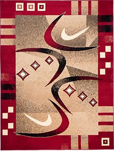 Carpeto Modern Teppich Rot 140 x 200 cm Geometrische Muster Kurzflor Verona Kollektion