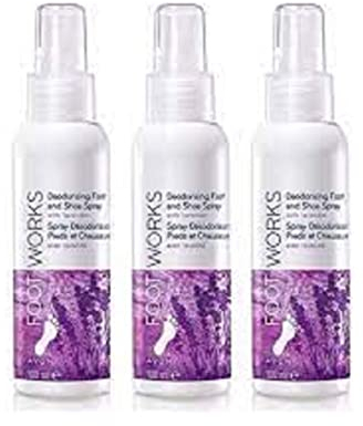 AVON Foot Works, deodorante spray per piedi e scarpe con lavanda, 100 ml (300 ml), 3 pezzi