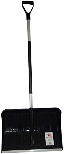 SHW-FIRE | Schneeschaufel 55 cm mit geradem Alu-Stiel 118 cm und D-Griff, robuste Kunststoffschaufel mit Alu-Profilkante, ideal für Schnee und EIS | Made in Germany