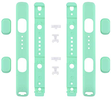 eXtremeRate Shell für NS Switch/Switch OLED Joycon Handgelenksschlaufe, DIY-Ersatzteile Joycon Schlaufe Gehäuse & Knöpfe Set für Nintendo Switch Strap-Minzgrün