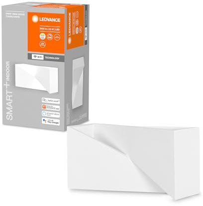 LEDVANCE ORBIS SWAN SMART+ Wi-Fi Leuchte, dimmbare LED Wandleuchte für den Innenbereich, 23W, Farbtemperatur von 3000-6500K, 600 Lumen, bemalbare Oberfläche, rechteckige Form 30x15cm