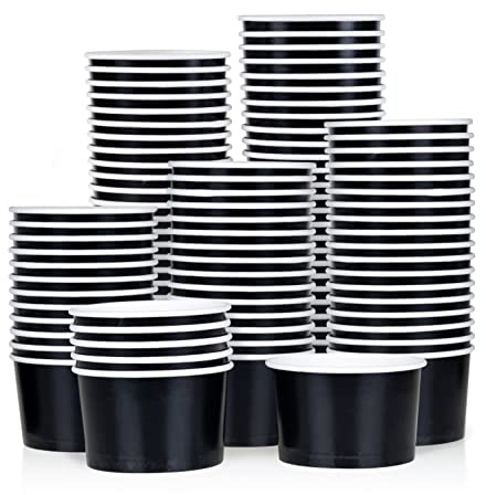 Coupes à Glace en Papier MATICAN, 100-Pack, 155 ml, Bols Jetables pour Desserts Chauds et Froids, Noir