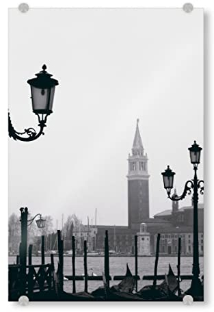 artboxONE Acrylglasbild 30x20 cm Reise Venedig San Giorgio schwarzweiß - Bild venedig Architektur blackandwhite
