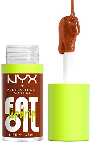 NYX Professional Makeup Lip Gloss, High Shine, Non-Sticky FInish, 12 Hours Hydrating, Fat Applicator, With Squalane, Raspberry and Cloudberry Oils, Fat Oil Lip Drip, Shade: Scrollin