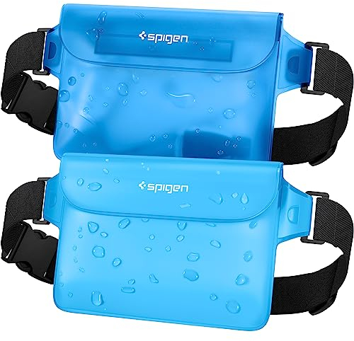 Spigen [2 Pack] Aqua Shield Waterproof Dry Bag, [Quad Seal Tech] [Non-Toxic TPU Material] IPX8 Waterproof Bags with Adjustable Waist Strap - Sea Blue