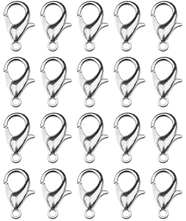 Fulenyi Verschlüsse für Armbänder - 100 Stück Silber Trigger Karabinerverschluss,Kleine Karabinerverschlüsse, Krallenverschlüsse, Bastelarbeiten, Befestigungshaken für Armbänder, Halsketten
