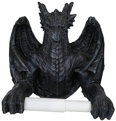 Ebros Gift Serviteur Saurien Mythique Gothique Ancien Dragon Serpentin Porte-papier toilette Figurine 22,9 cm H Support mural Sculpture Anciens Donjons et Dragons Royaumes médiévaux
