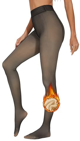 Fourindo Thermo Strumpfhose Damen - Thermo Leggings Damen Gefüttert Thermostrumpfhosen Warme Fleece Tights Thermostrumpfhose Strumpfhosen Damen Winter