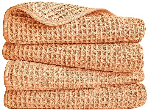 Polyte - 430 GSM Mikrofaserhandtuch - fusselfrei & schnelltrocknend - Waffelstruktur - 40 x 76 cm - 4 Stück
