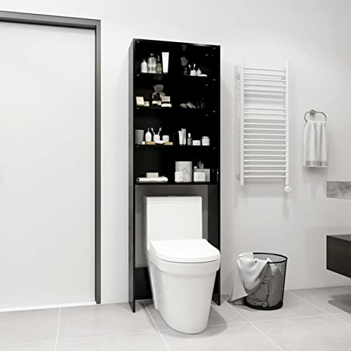 Homgoday Washing Machine Cabinet Black 64x24x190 cm, Dryer Accessory Bathroom Cabinet, Washroom Laundry Room Home Furniture Washer Cupboard Storage Rack Cabinet