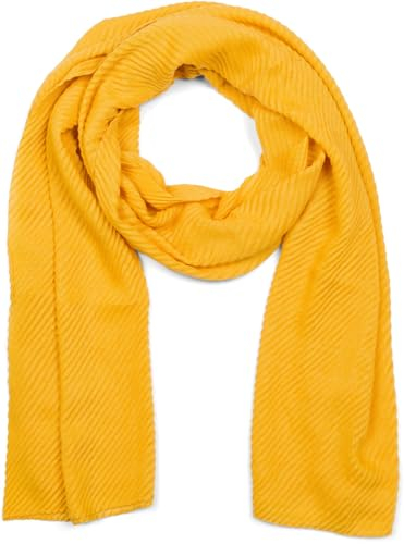 styleBREAKER Damen Schal fein gekreppt | Leichter Plissee-Schal für stilvolle Looks | Elegantes Halstuch mit fließenden Falten | Modisch Vielseitig & Angenehm weich | 96 x 192 cm, Farbe:Curry