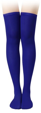 KINBOM 1 Paire Chaussettes Hautes, Coton Douces Chaussettes Montantes Bas Longs Chaussette pour Femmes Filles Vêtements de Tous les Jours Cosplay de Noël (Bleu Royal)