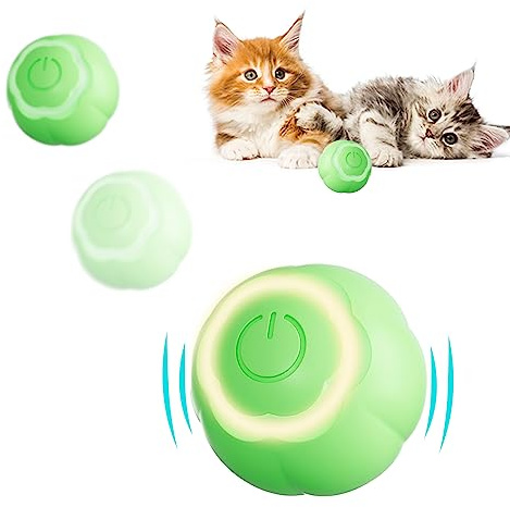 Sporgo Katzenspielzeug Elektrisch Katzenball: Interaktives Katzenspielzeug Ball mit LED Licht, USB 360-Grad-Ball selbstbeschäftigung Intelligenz Wiederaufladbarer Elektrische Katzenbälle für Katzen