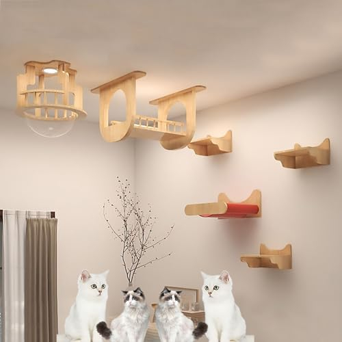 Pucaru Katzen Kletterwand Set, Katze Wandelement, Kletterregal, Spielplatz, Luftkorridor, Katzennest, Raumkapsel, Sprungplattform DIY (Color : Style 1)