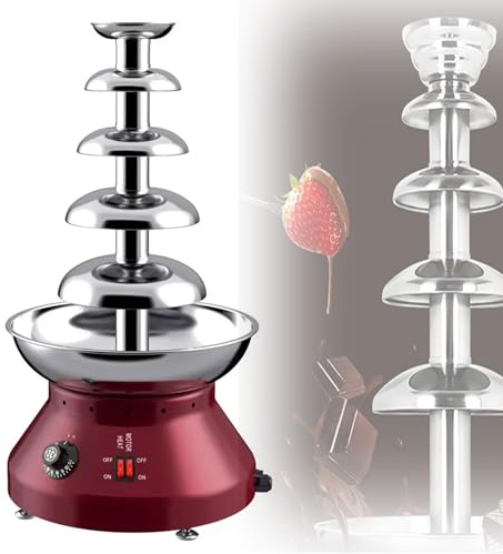 5 Tier Chocolate Fountain Machine, 230W Stainless Steel Electric Chocolate Tower, Commercial Chocolate Melting Fondue Maker, 0-110℃ Adjustable, for Party Wedding Buffet