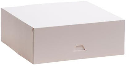 dekora - Lådor för Tårtor - Mått 25x25x8 cm - Hållbara Lådor för Bakverk - Lätta att Montera och Återanvändbara - Kartong av Växtfiber - Parti av 50 Lådor - Färg Vit