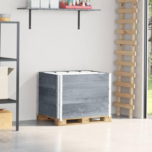 Lechnical Pallet Collars 3 pcs Grey 80x60 cm Solid Wood Pine,Pallet Collars,Versatile for Storage or Raised Garden Bed,Space Saving-3295364