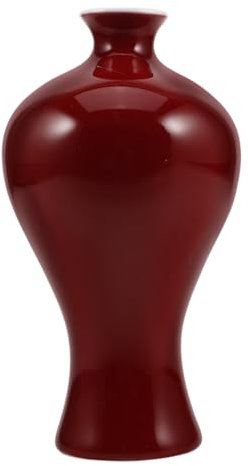 Zerodeko Jarrón De Cerámica Roja para Flores Decorativo Estético para Mesa Estantería Repisa Entrada y Centros De Mesa Cerámica De Escritorio Jarrón para Arreglos