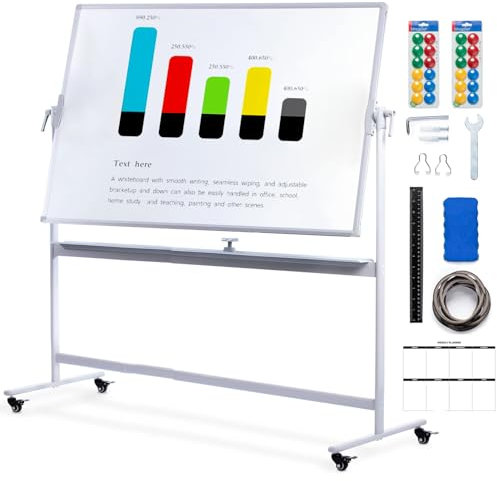 Magnetische Trockenlöschplatte mit Ständer – Doppelseitig, Tragbar, Ideal für Büros, Klassenzimmer und Präsentationen, Wischfest und Einfach zu Reinigen, 80×120cm