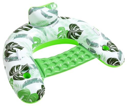 Poltrona Gonfiabile Mare per Piscina Sedia Gonfiabile Amaca da Mare Lettino Gonfiabili per Adulti Bambini(Verde)