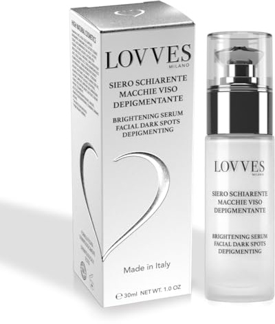 LOVVES Siero Viso Anti macchie, Schiarente, Alta Cosmesi Naturale, Depigmentante, Riduce le Ipercromie della Pelle, Previene la Formazione di macchie scure, Pelle più Uniforme e Luminosa, Flacone 30ml