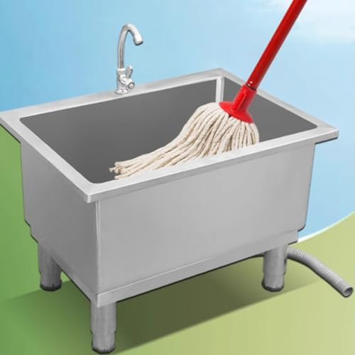 Fregadero para piso comercial, lavabo de servicio de trapeador de acero inoxidable con lavabo profundo, cubo para trapeador de tina de servicio, fregadero para lavandería,50x40x50cm