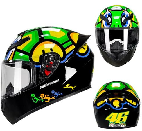 ARMAAN Casco da Moto Integrale da Corsa, caschi da Motocross, Casco di Sicurezza per Motociclisti, omologato ECE per Adulti, Lenti Resistenti all'Usura e ai Graffi,Color E-L