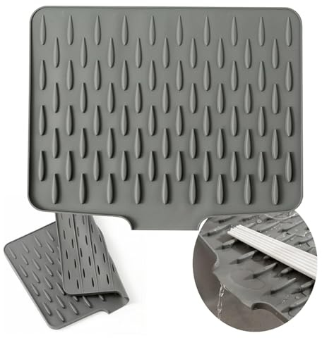 Alfombrilla de silicona para escurrir platos, resistente al calor y antideslizante, alfombrilla resistente al calor para secado sin goteo, alfombrilla rectangular para la cocina