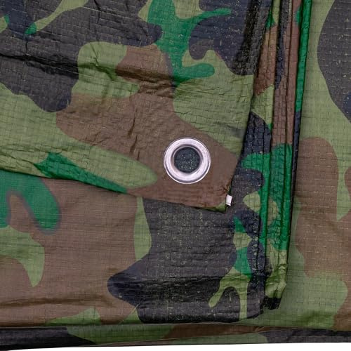 Waterproof 3m x 4m Tarpaulins,Ideal Camping Ground Sheet/Cover Up Builders Tarps,Range of Weights And Colours (Camo 90 gsm)