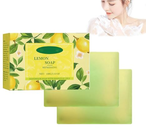 Sapone all'olio essenziale di limone per illuminare la pelle, sapone al limone con vitamina C, agrume/one per una pulizia profonda, sapone delicato per idratare viso e corpo (2 pezzi)