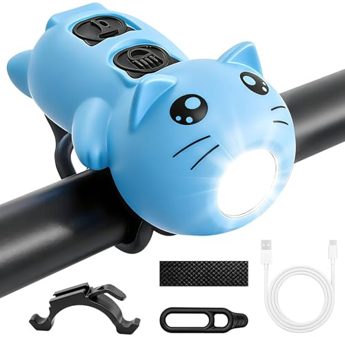Lumière LED pour trottinette - Rechargeable par USB - Pour poussette et scooter - Lumière d'avertissement LED avec klaxon - 3 modes d'éclairage - Étanche - Convient pour scooter et poussette