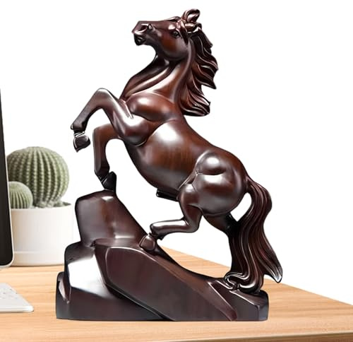 Figuras de caballo de madera talladas a mano | Estatua de caballo de Año Nuevo con significado exitoso para Navidad, cumpleaños, sala de estar, oficina, mesa
