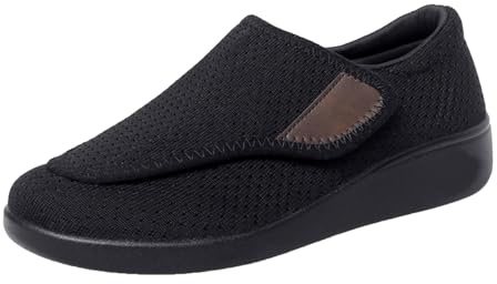 Slip on sneakers herr breda fötter fritidsskor mesh ventilerande promenadskor utan skosnören joggingskor lätta sommarskor halkfria löparskor sportskor casual sneakers, svart, 38 EU