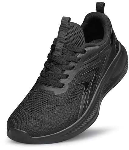 HOIYHEK Wide Fit Trainers for Women Lightweight Breathable Mesh Footwear Wide Toe Box Shoes Womens Non-Slip Comfort Walking Running Shoes for Gym Walking Black Size 6.5