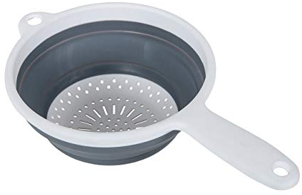 Addis Colador de Alimentos Plegable con asa Pop & Store, Blanco y Gris, 20 cm