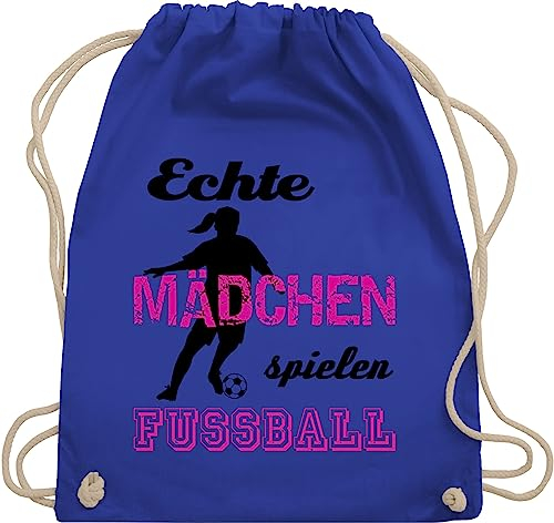 Turnbeutel Rucksack - WM 2026 - Echte Mädchen spielen Fußball - Schwarz - Unisize - Royalblau - fussball geschenke fußball-rucksack fussballer spiel beutel für fussballrucksack fußballer coole