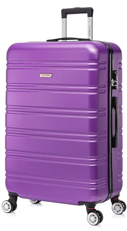 FLYMAX 29 Large Suitcases on 4 Wheels Lightweight Hard Shell Luggage Durable Check in Hold Luggage Built-in 3 Digit Combination Purple 100L