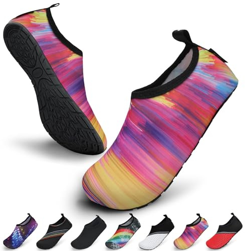 SAGUARO Scarpette Scoglio Uomo Donna Scarpe da Sport Acquatici Barefoot Scarpe da Piscina Spiaggia Canottaggio Mare Fiume Nuoto Surf Vela Calzini per Immersione(Multicolore, 38/39 EU)
