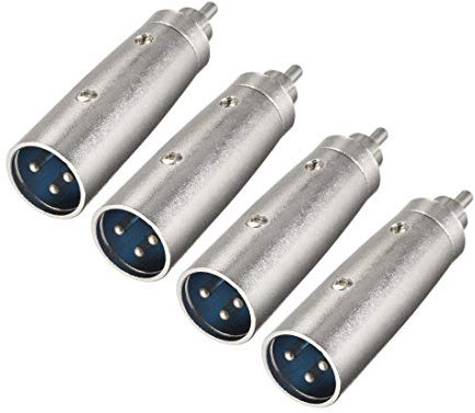 sourcing map XLR Male to RCA Male Adapter,Gender Changer - 3 Pin XLR-M to RCA-M Converter,Microphones Plug-In Audio Adapter Connector,Mic Male Plug,4pcs