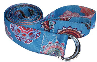 Yogagurt – Hochwertiger 2 in1 Yoga Gurt/Yogamatte Tragegurt mit Verschluss als praktisches Hilfsmittel beim Yoga oder Pilates (Blue Mantra)