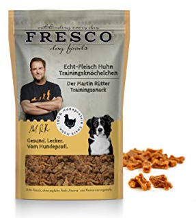 Fresco Dog Hundesnack Snack für Hunde Belohnung getreidefrei Martin Rütter Trainingsknöchelchen Huhn 10x 150g