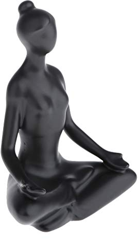 yotijar Keramik Yoga Figur Dekofigur Statue Handwerk zur Deko für Joga, Pilates, Meditation - Schwarz, A