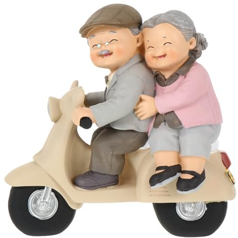 Ältere Paar Figurine Kreative Harz Großeltern auf Sammeln Figur Tafelaufsatz für Home Office Tisch Dekoration 15Cm