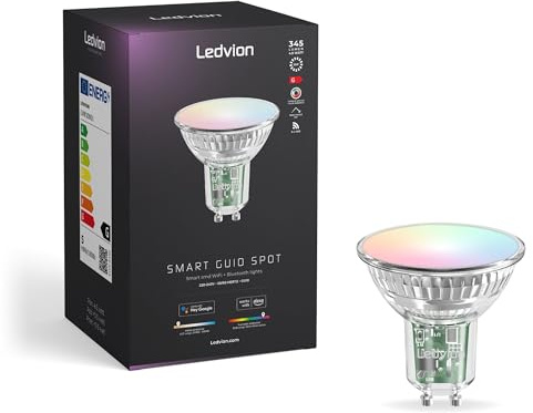 Ledvion 4er Set Smart GU10 LED Spot 5W RGB+CCT Wi-Fi 345 lm | Per App oder Sprache steuerbar, mit RGB-Farben, Weißtönen, Szenen und Zeitplänen für flexible Beleuchtung